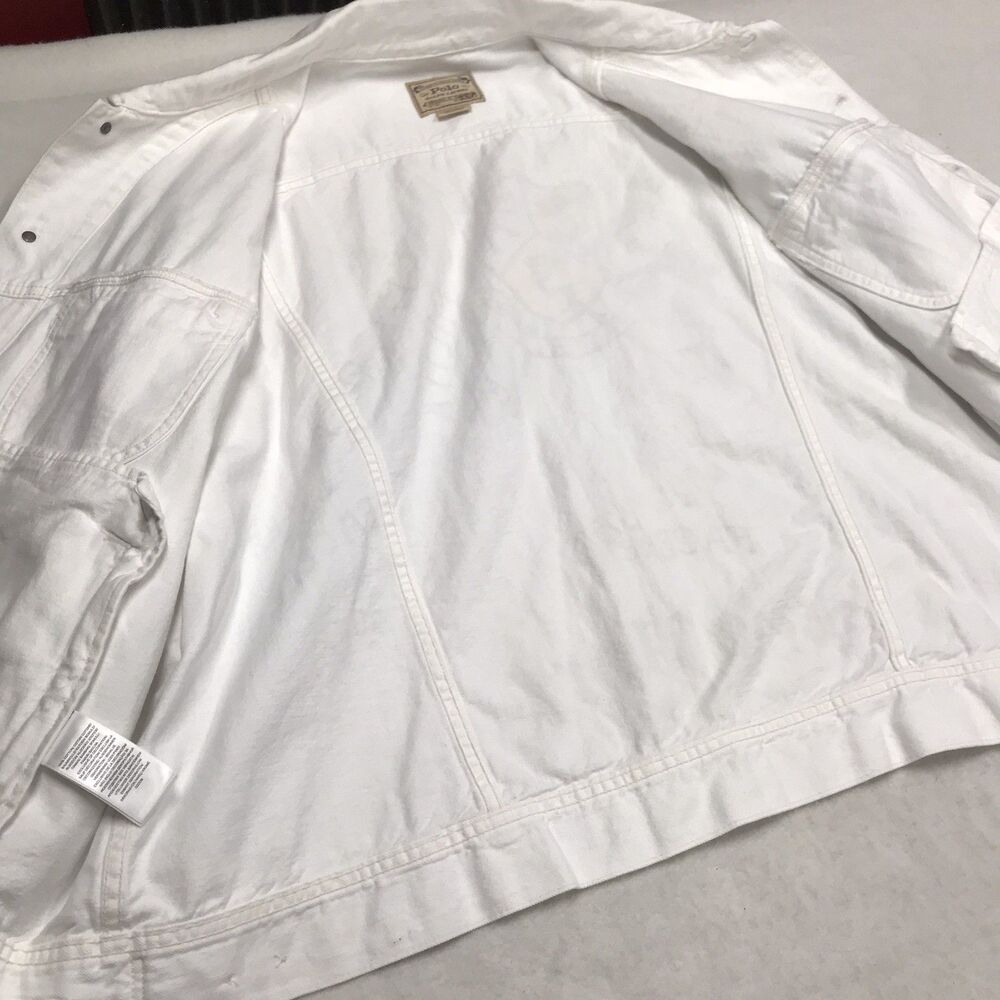 NWT POLO Ralph Lauren Denim Oxford Club Jacket Men 2XB White Rowdies Rugby Print - Picture 3 of 16